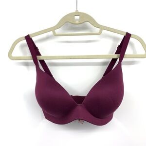 Victoria's Secret 32DD Bra Purple Lined Semi Demi Wireless T Shirt
